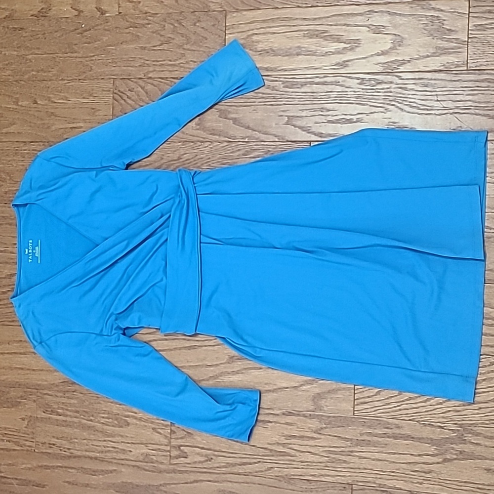 Talbots Blue Faux Wrap Dress Sz Medium